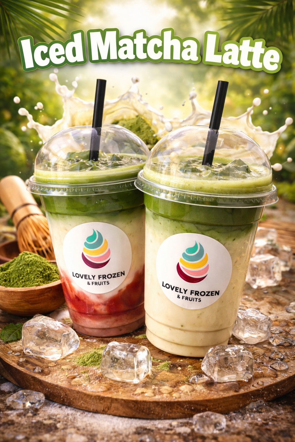 Lovely Iced Matcha Latte als klassische und Strawberry-Variante